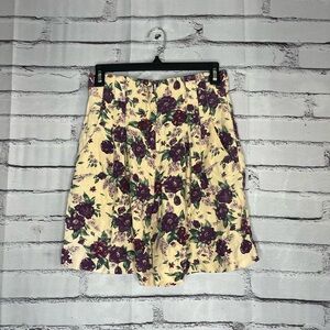 Rampage Floral High-Waist Shorts Sz 5 Tan Purple Cream Lightweight Cotton Blend